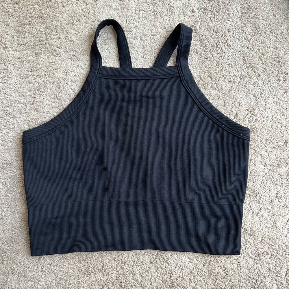 Athleta Charcoal Ribbed Bra Top